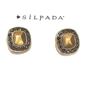 NEW SILPADA Earrings Swarovski Crystal Cluster KRP0070 Antique Gold NEW ON CARD